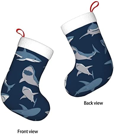 Аугенстер Божиќни чорапи ајкули стрип дива риба двострана камин што виси чорапи