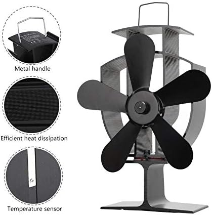 Линлин Вуд Шпорет Вентилатор 5 - Сечилото-Топлина Придвижуван Најавите Режач Зголемува 90% Повеќе Топол Воздух Од 2 Сечилото Еко-Пријателски Со