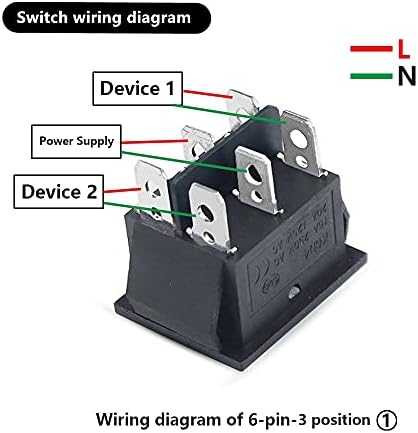 SJSW KCD4 1PCS Рокер прекинувач за прекинувач за напојување на 3 позиција 6 Електрична опрема со светло прекинувач 16A 250VAC/20A