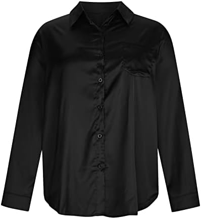 Маици со вратоврска за жени, копче за јака од кошула со долги ракави надолу со блузи, лабави вклопни врвови, есенско копче нагоре