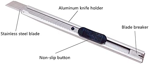 CCyanzi 9mm Нож За Нерѓосувачки Челик Со Замена на сечилата што Се Откинуваат, Комплет За Ножеви што Се Повлекуваат, За Секач За Кутии, Винил