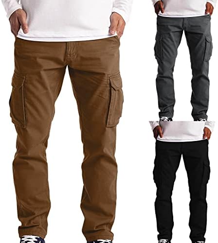 Карго панталони за мажи LCEPCY Опуштено вклопување со права нога мулти-џеб Спортски панталони 2022 Модно секојдневно пешачење на отворено работа