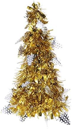 Зизмх таблета мини новогодишна елка поставена со топли-бели LED светла, трепет и висечки украси за Божиќни украси