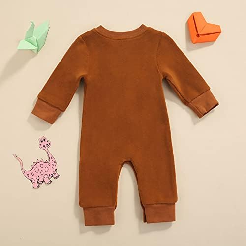 Karesoull unisex новороденче момче девојче со кадифето ромпер новороденче Зимска облека Симпатична буква виножито со долг ракав со едно парче облека