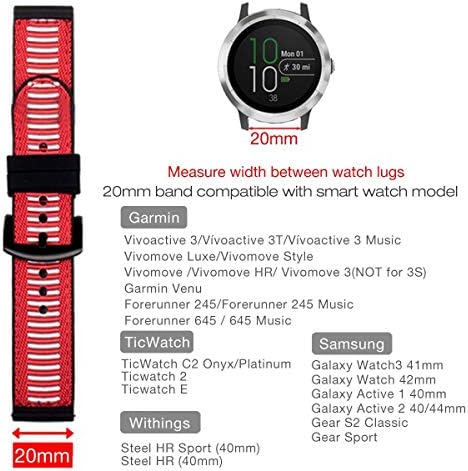 Abanen Watch Bands за Samsung Galaxy Watch 4 40mm/44mm, 20 mm Брзо ослободување ткаени најлон хибридни силиконски ленти за рачен