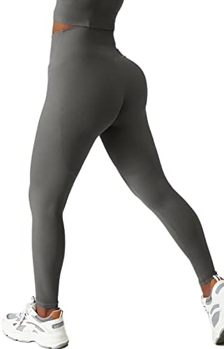 Хелеги за тренингот на Qinsen за жени меки меки високи половини фитнес јога панталони со џебови