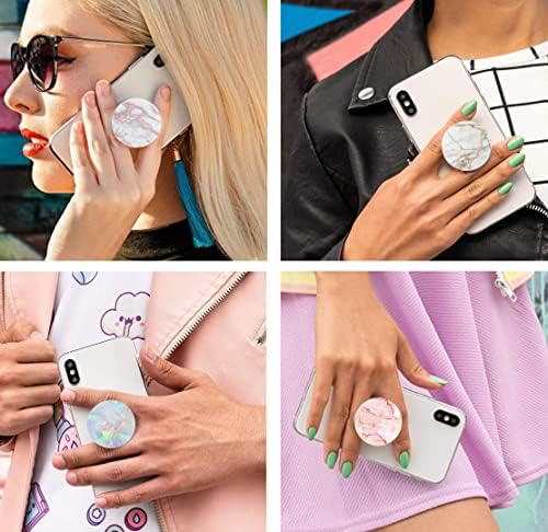 4 пакет - Стенд за зафат на мобилниот телефон со прсти, држач за мобилен телефон за паметен телефон - розово злато розово бел мермер