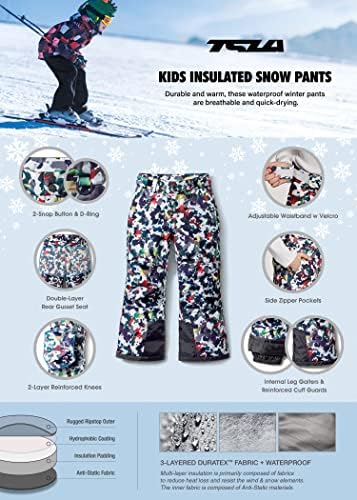 Младински зимски панталони за снежни панталони, водоотпорни изолирани скијачки панталони, сноуборд на сноубордите на ветровитост