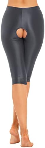 Daенруи жени масло од свила сјајни кратки хеланки шупливи од високо половината јога велосипедисти панталони панталони тренинзи хулахопки