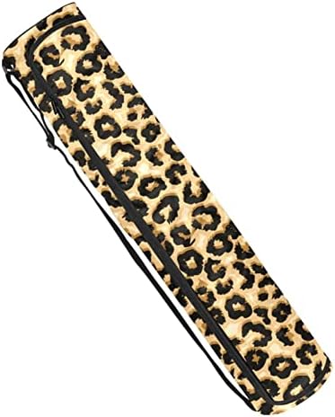 Leopard животински отпечатоци од јога мат торби со целосна зип торба за носење за жени мажи, вежбање јога мат носач со прилагодлива