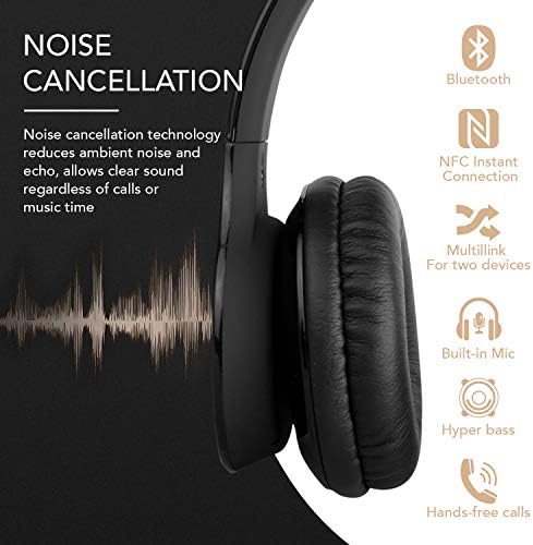 Алфа Дигитален Бх-530-Б Bluetooth Слушалки Со Меки Капаци За Уши, Вграден Микрофон, Црн