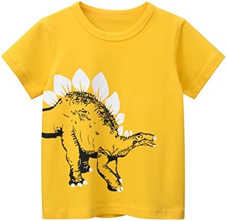 Кошула за момчиња дете деца бебешки момчиња девојчиња диносаурус кратки ракави екипаж маички врвови на врвови облека за кошула 5t