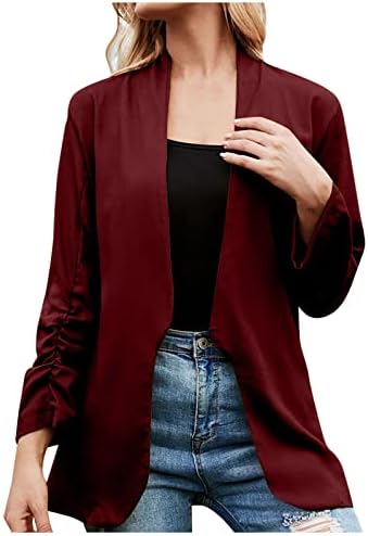 Современи врвови со долги ракави за жени плус големина дома зимска цврста боја блуза лапел мека вклопена полиестерска блуза
