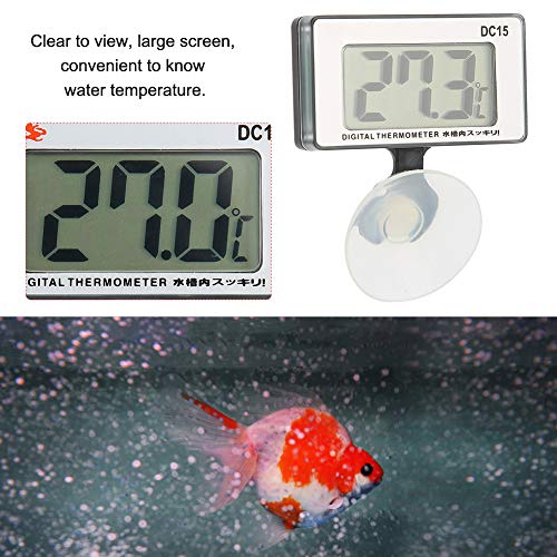 Термометар за вода во аквариум, ЛЦД дигитален водоотпорен термометар хигротермограф со чаша за вшмукување за резервоар за риби