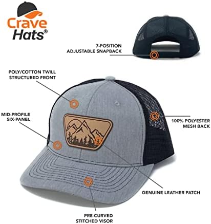 Crave Chats Mountain Trucker Hat, едноставна капа за камионџии, капа за камиони на отворено, кул капа за камионџии за мажи