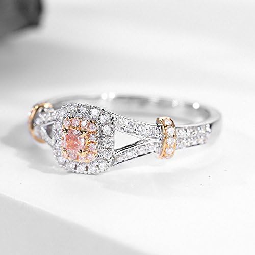 Плој Паилин принцеза Исечете розова CZ 925 Сребрена ангажман прстен женски розово злато прстен со големина 5-10