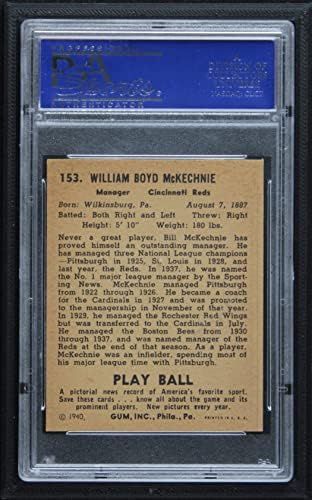 1940 Играјте топка 153 Бил МекКечи Синсинати Црвените ПСА ПСА 6,00 црвени
