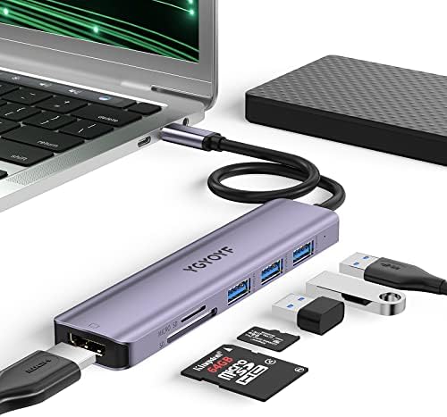 YGYOYF USB C Hub Multiport Адаптер 6 во 1 USB-C До HDMI Пренослив Dongle СО 4K HDMI USB 3.0 Port Sd/Tf Читач На Картички, Компатибилен