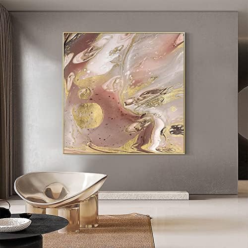 Yuanyiran Големо масло за сликање со рачно насликана златна фолија - квадратна уметност текстурирана француска апстрактна дневна