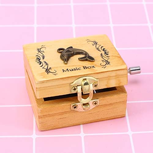 Sewacc Девојче подароци рачно искривена дрвена музичка кутија Делфин Модел Класична мини музичка кутија за роденден Валентин