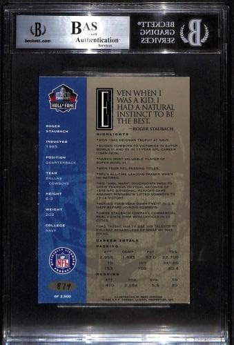 97 Роџер Стаубах - 1998 Рон Микс Хоф Платинум Автос Фудбалски Картички Оценет БГС Авто-Автограм Фудбалски Топки
