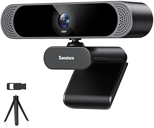 Sansisco 1080p Веб Камера Со Микрофон, AUTOFOCUS HD Веб Камера, Бучава Откажување Двојна Микрофони, Приватност Покритие И Статив, 75°