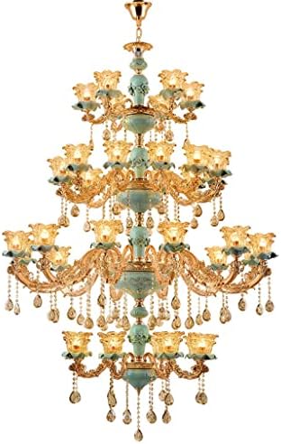 SJYDQ Голем лустер во европски стил Кристал ламба дневна соба ламба со француски стил керамички три-приказна вила средно кат светилка