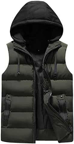 Венкомг1 зимски пуфер елек за мажи, лесен пакет со палто за палто за скијање на елек без ракави без вода што е отпорна на вода, отпорна