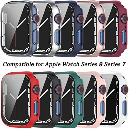 Ninki компатибилна серија 8 Apple Watch Case 41mm со заштитник на екранот, шок-отпорен тврд компјутер Apple Watch 8 Cover 41mm Matte Iwatch