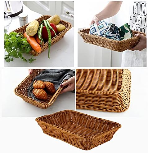TCOOME Poly-Wicker Bread Basket, рачно изработен ратан ткаен оставата, чајната кујна организатор, храна ткаена таблета храна