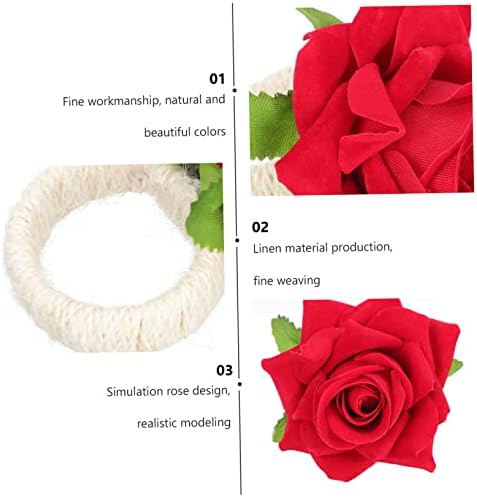 Зеродеко 4 парчиња роза салфетка тока црвени прстени свадба декор трендовски прстени цветни салфетки прстени шик салфетки прстени плевелење