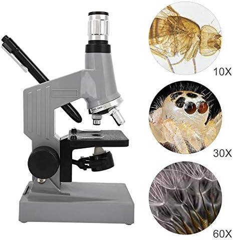 Qqmora Биолошки Микроскоп, 10-20X Окулар Прилагодлив Abs Безбеден Пластичен Оптички Стаклен Објектив 10x 30X 60X Објективен Студентски Микроскоп