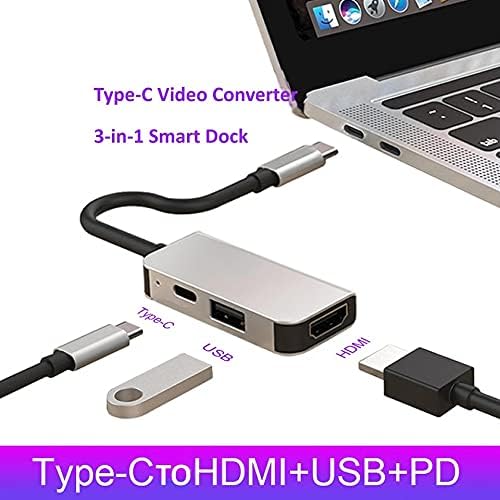 LHLLHL USB Тип C 3.1 До-Компатибилен USB 3.0 Dock Hub 3 во 1 USB C Адаптер 4K Видео Pd Полнење Конвертор