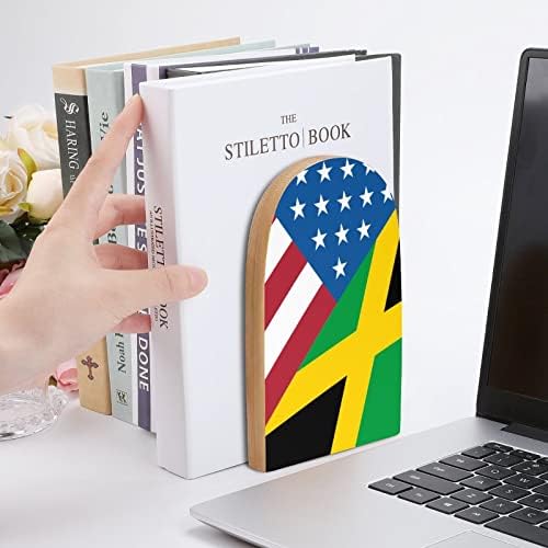 Американско Јамајканско Знаме Големи Дрвени Книги Модерна Декоративна Полица За Книги Држачи За Стопер За Биро Комплет Од 2