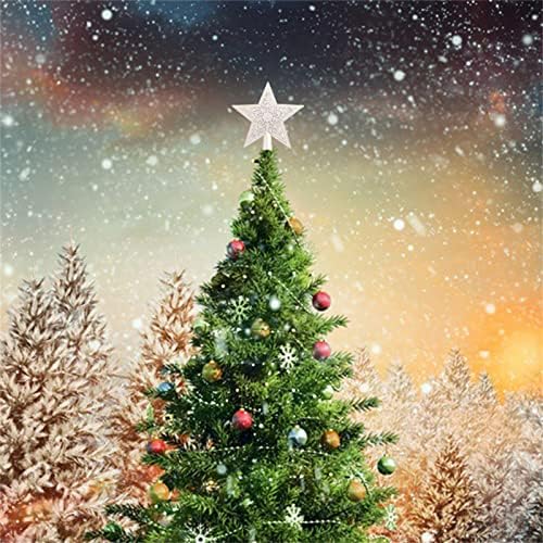 Божиќни украси Божиќни украси Божиќна соба Декор Божиќ 5.9 инчи рамно дрво Topper злато Божиќна декорација блескана дрво-топ starвезда