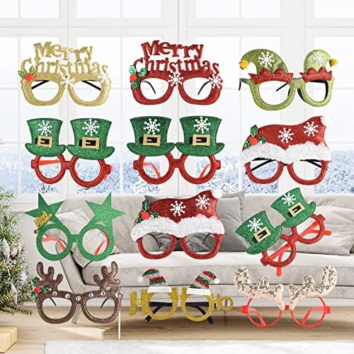 12 компјутери очила за одмор, симпатични рамки за Божиќни очила, флексибилност до одлична забава и празнична за годишни теми за
