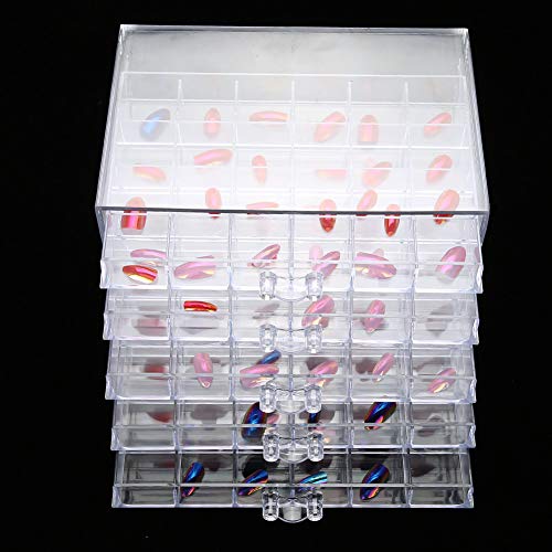 Кутија За Складирање Уметност За нокти, Секвенца Од 120 Мрежи Декорација За Маникир Сад За Скапоцени Камења Од Кристал Транспарентни