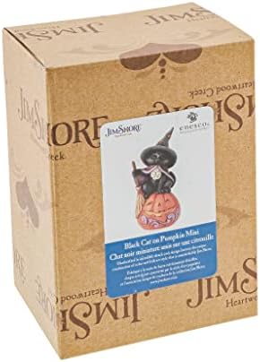 Enesco Jim Shore Heartwood Creek Црна мачка на минијатурна фигура од тиква, 4 инчи, повеќебојни