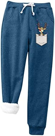 XXBR Божиќно руно џемпери за жени Шерпа наредени панталони Зимски атлетски џогер Божиќ