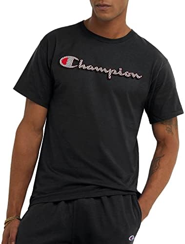 Шампионска машка маица, памук со средна тежина машка екипаж, маица за мажи, графичко скрипта