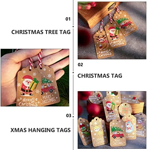 Toyvian Christmas Decor 100 сетови Божиќни хартиени ознаки Крафт хартија подароци етикета новогодишна елка виси Божиќна забава