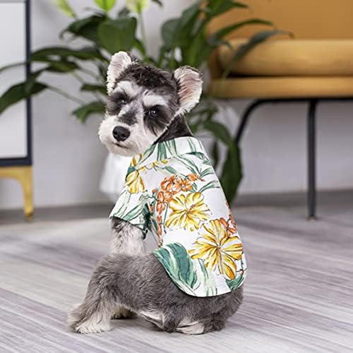 Secodrout Hawaii Style Cloral Dog Burts, миленичиња летни маици дише ладна облека Хавајски кошули за мали кучиња и сопственици