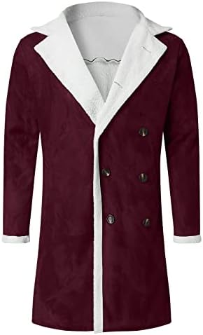 XXBR долги јакни за мажи, есенско зимско руно наредено јака со двојно гради, јака од ветровито, топло секојдневно палто за туника