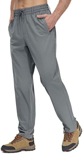 Машки панталони Kefitevd со џебови лесни брзи суви џемпери еластични панталони за влечење на половината за трчање на тренингот за пешачење