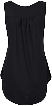 Женски фустани лесни летни врвови 2023 копче без ракави на вратот на вратот нагоре Повлечете на врвовите лабаво вклопени заоблени полите