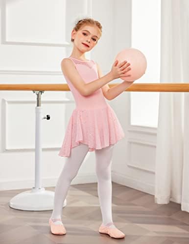 Девојки за деца за заклат, искрин танц леотард со здолниште Здраво-ниско сјајно балетски танцови фустани