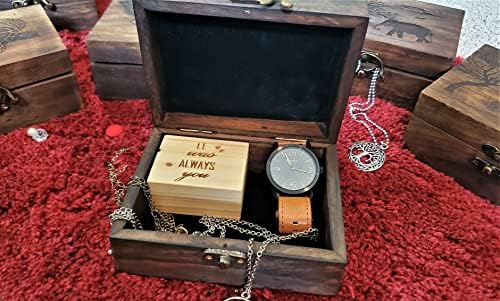 Вградена дрвена тарот кутија за картички Кристал држач | Сонцето и месечината богатство кажувајќи кутија за чување на астрологија. Fengshui