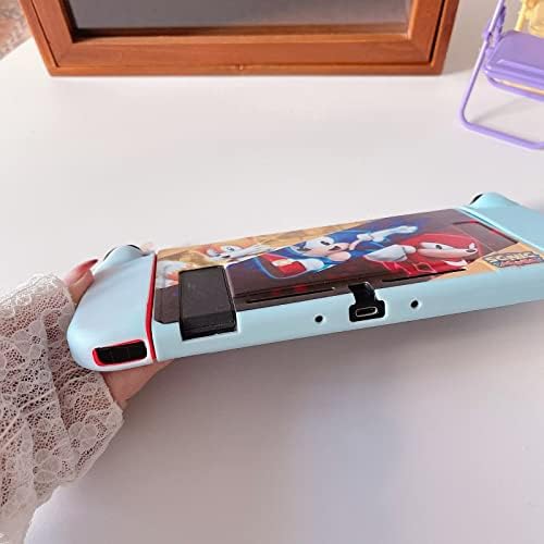 Заштитен случај компатибилен со Nintendo Switch OLED | Симпатична мека TPU против лизгање на кожата на кожата | Случај за тврда