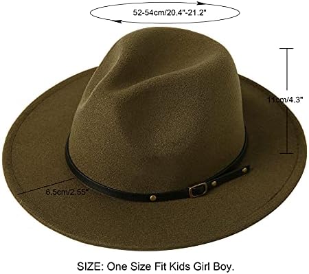 Jastore Kids Girls Boys Classic Wide Bid Bowknot Fcopy Fedora Hat Wool Feel Felt Bowler Cap