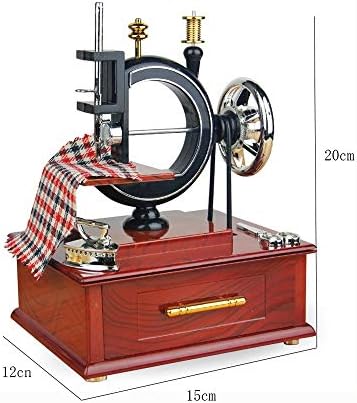 N/A Ретро машина за шиење музичка кутија гроздобер стил Механички роденденски подарок табела декор музичка кутија